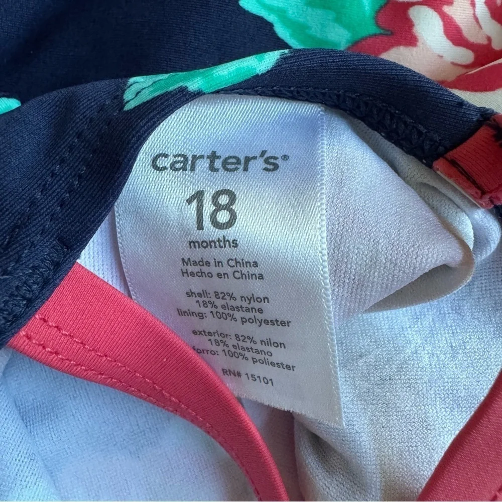 Carter’s Floral Bathing suit Swimsuit pink Blue Baby Girl 18M